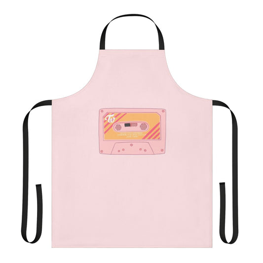 Twice-inspired cooking apron with band members' names and aesthetic design