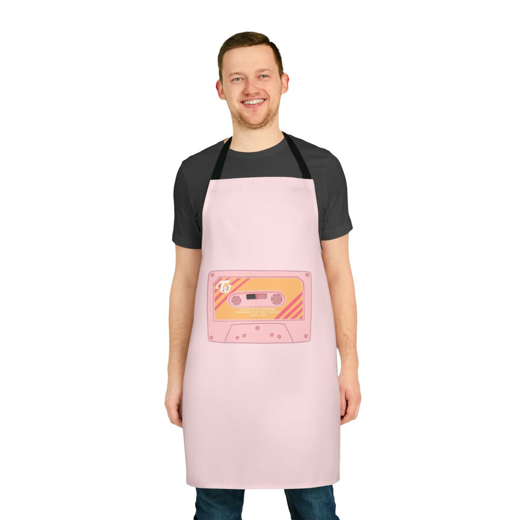 Twice-inspired cooking apron with band members' names and aesthetic design