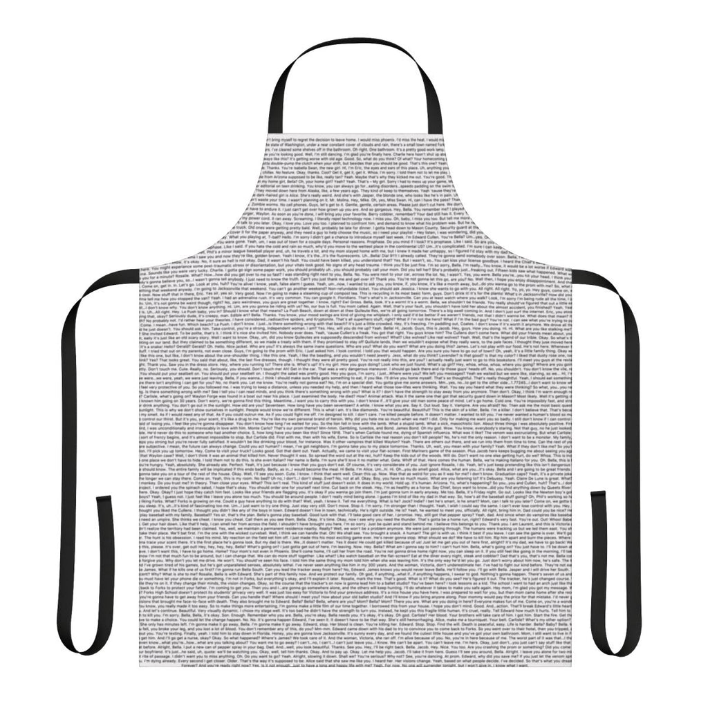 Twilight-inspired apron featuring the full movie script for the Twilight series