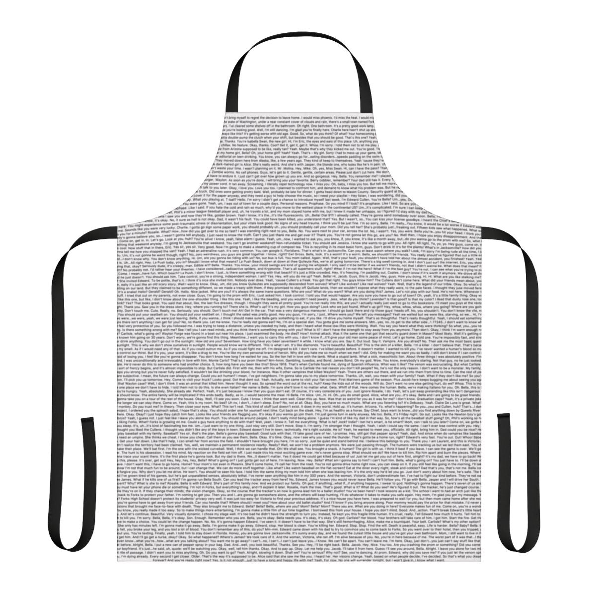 Twilight-inspired apron featuring the full movie script for the Twilight series