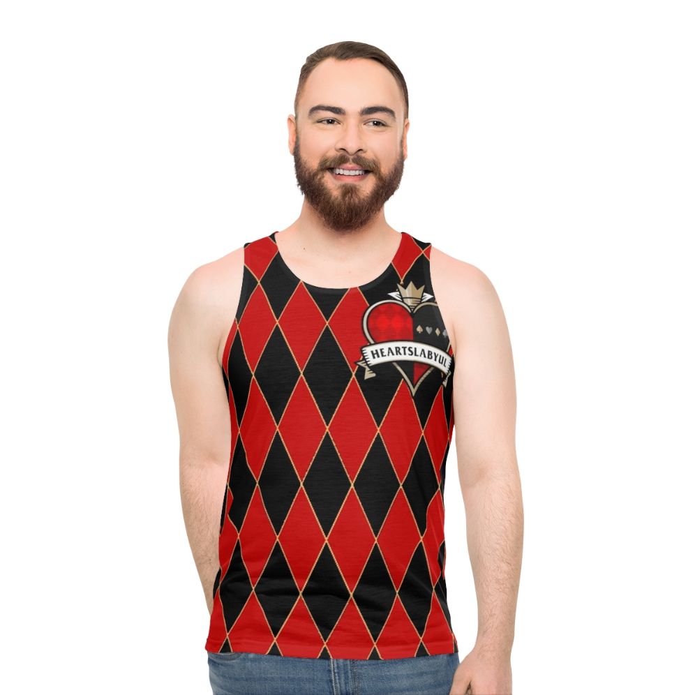 Heartslabyul unisex tank top featuring twisted wonderland design