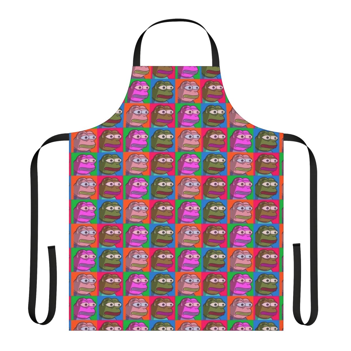 Monkas-themed apron featuring Twitch emotes and Warhol-style design