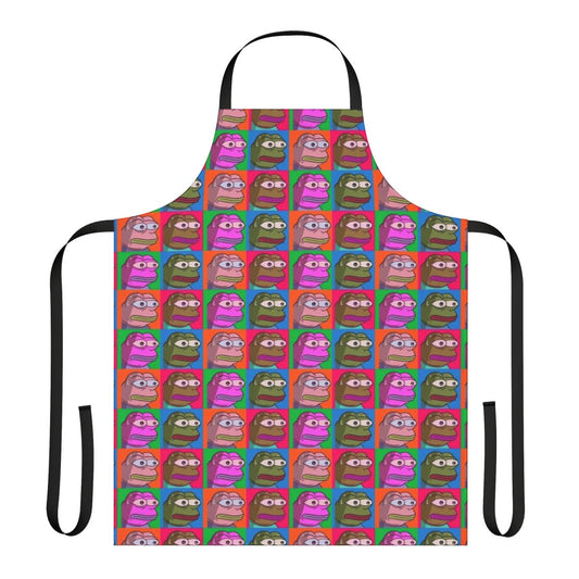 Monkas-themed apron featuring Twitch emotes and Warhol-style design