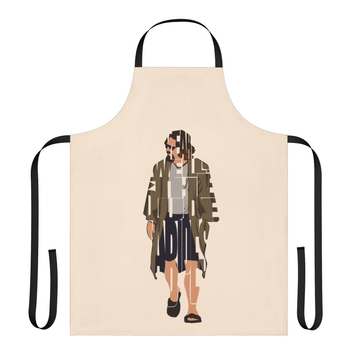 Typographic 'The Big Lebowski' inspired apron with vector art and creative design