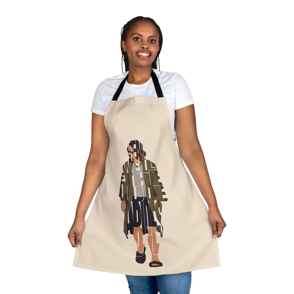 Typographic 'The Big Lebowski' inspired apron with vector art and creative design