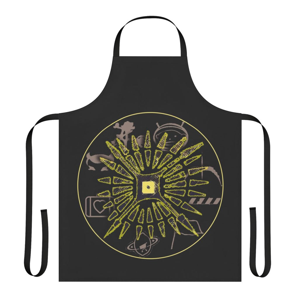 A stylish apron featuring the iconic U2 logo and design elements inspired by their Innocence + Experience Tour.