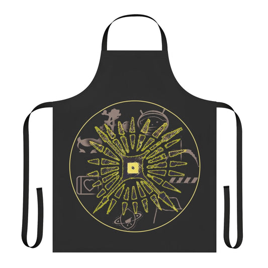 A stylish apron featuring the iconic U2 logo and design elements inspired by their Innocence + Experience Tour.