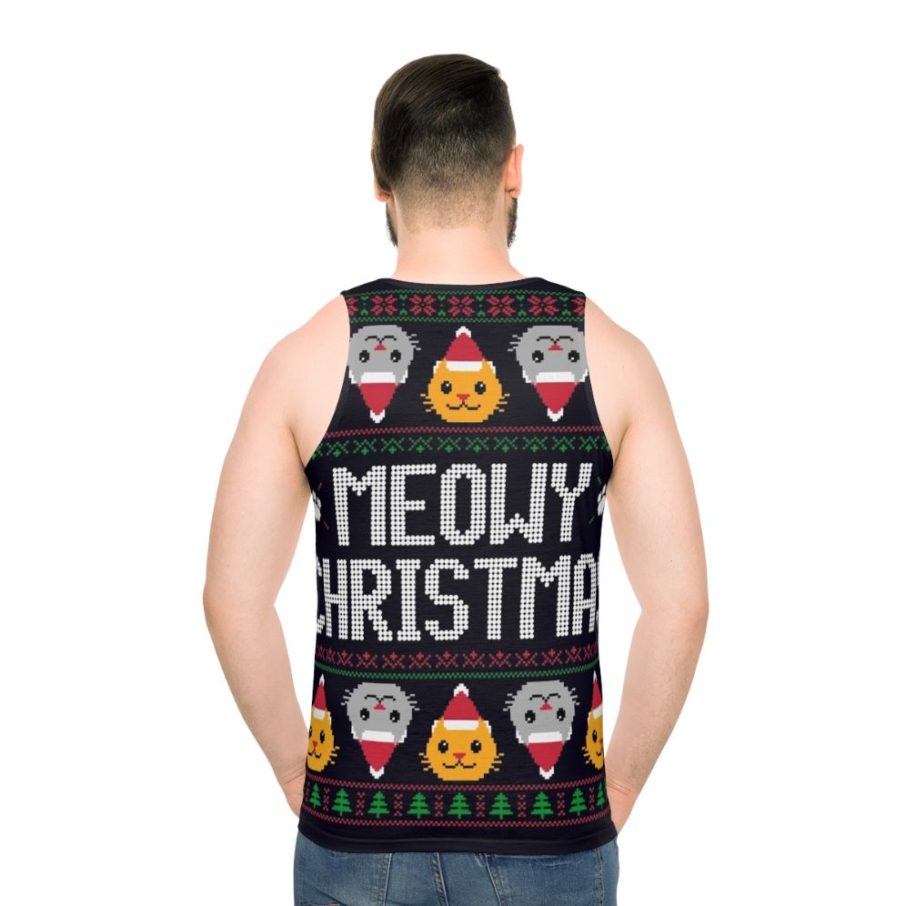 Ugly Christmas sweater cat unisex tank top