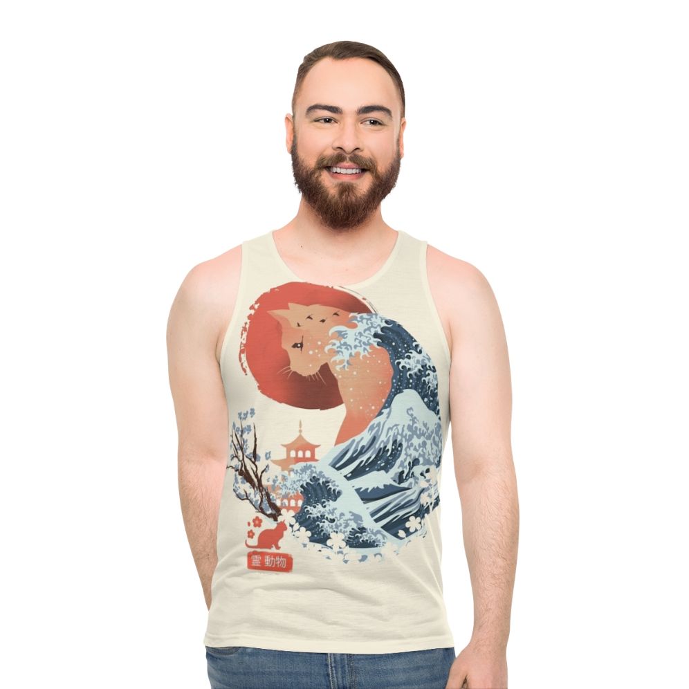 Ukiyo-e inspired cat tank top