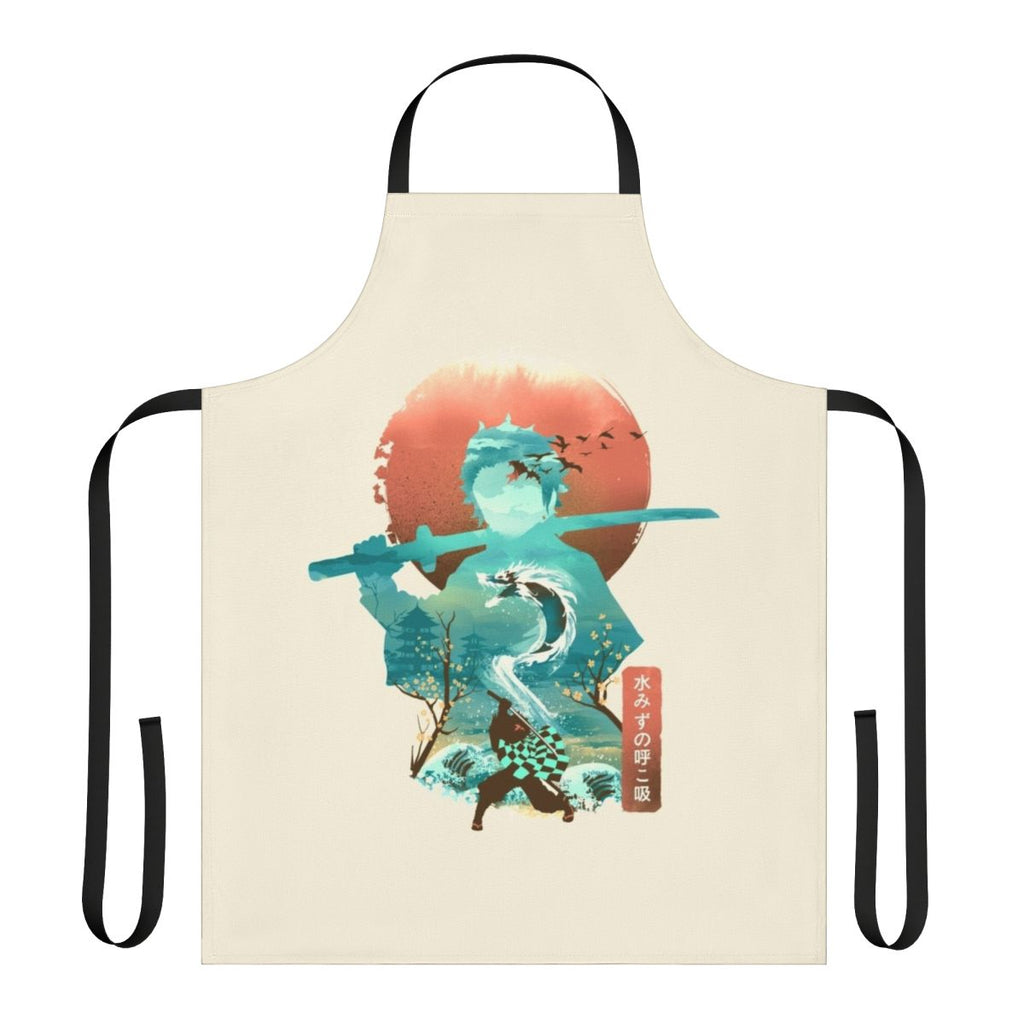 Ukiyo-E inspired anime-style apron featuring a nature-themed design