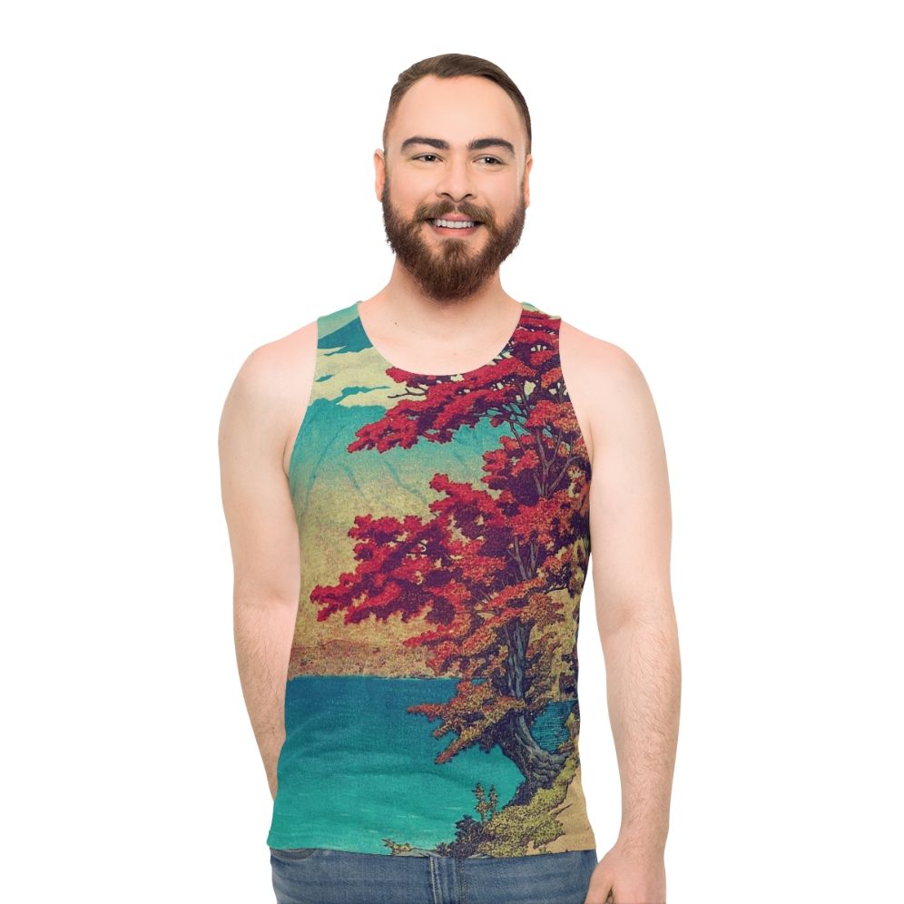 Ukiyo-e inspired nature landscape unisex tank top