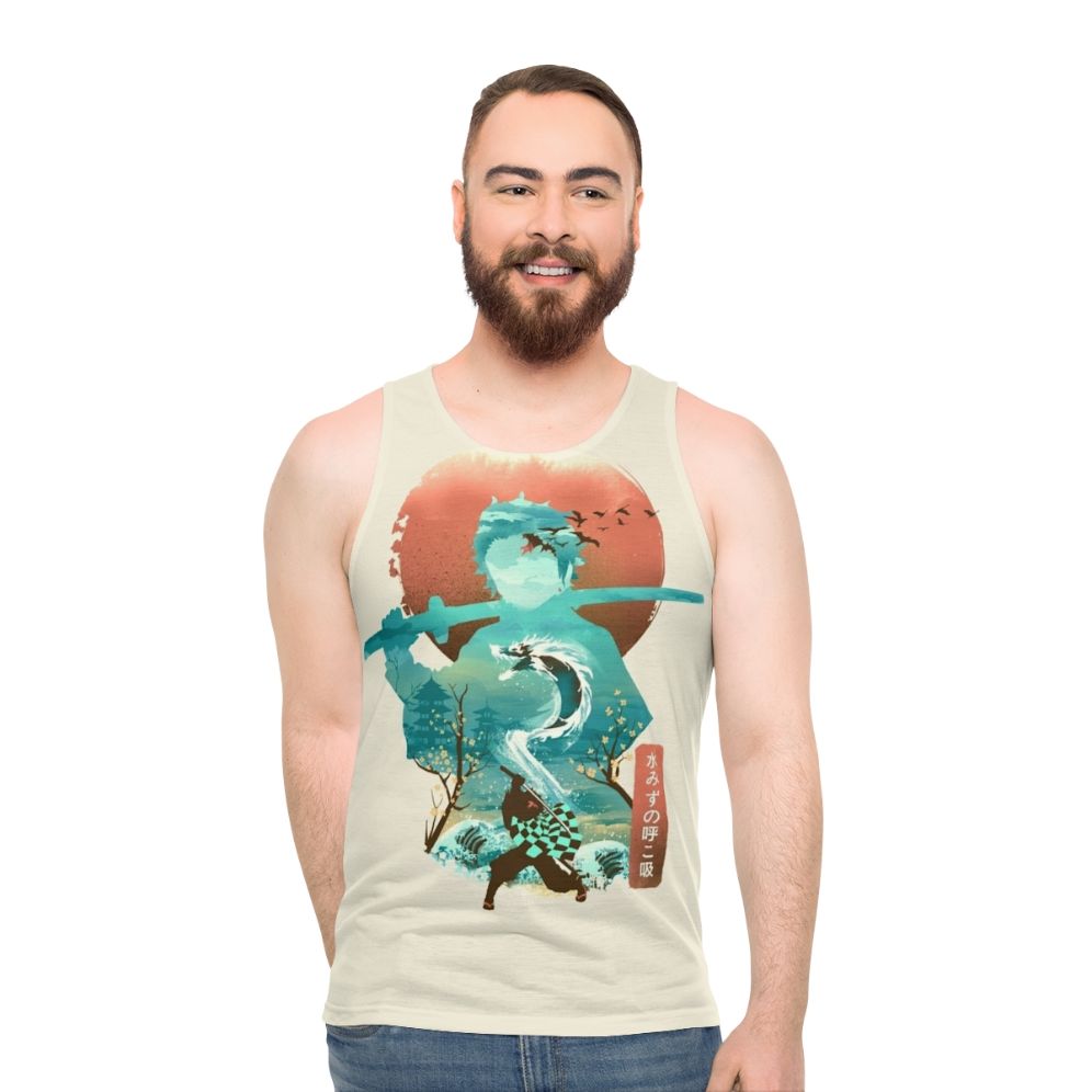 Ukiyo-E Inspired Water-Themed Unisex Tank Top