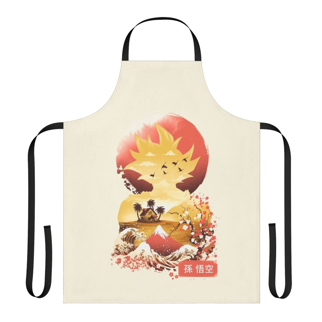 Ukiyo-inspired apron featuring anime-style design with nature elements