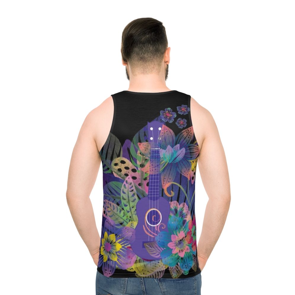 Ukulele composition with flowers unisex tank top