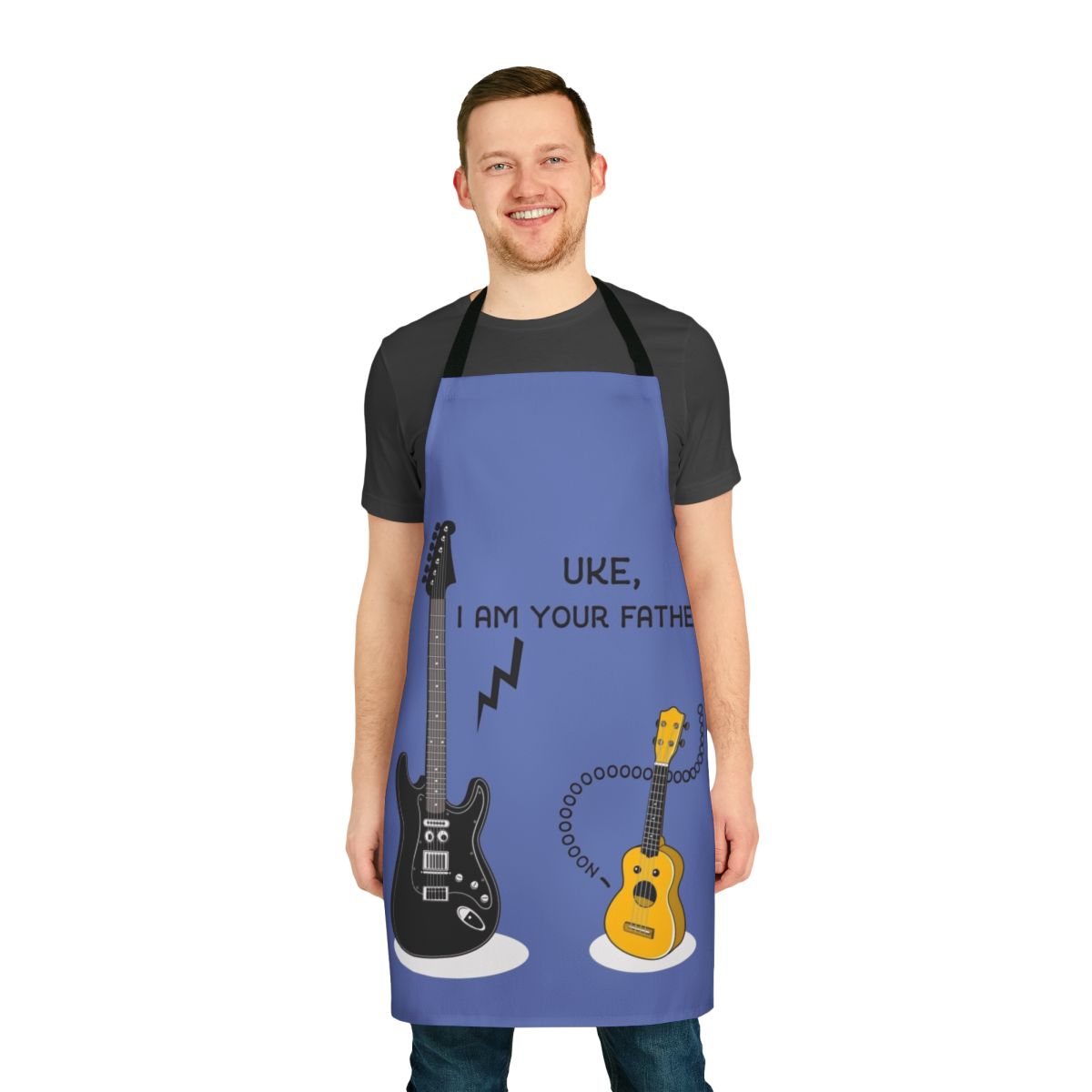 Uke I Am Your Father Apron featuring a ukulele and Darth Vader inspired design