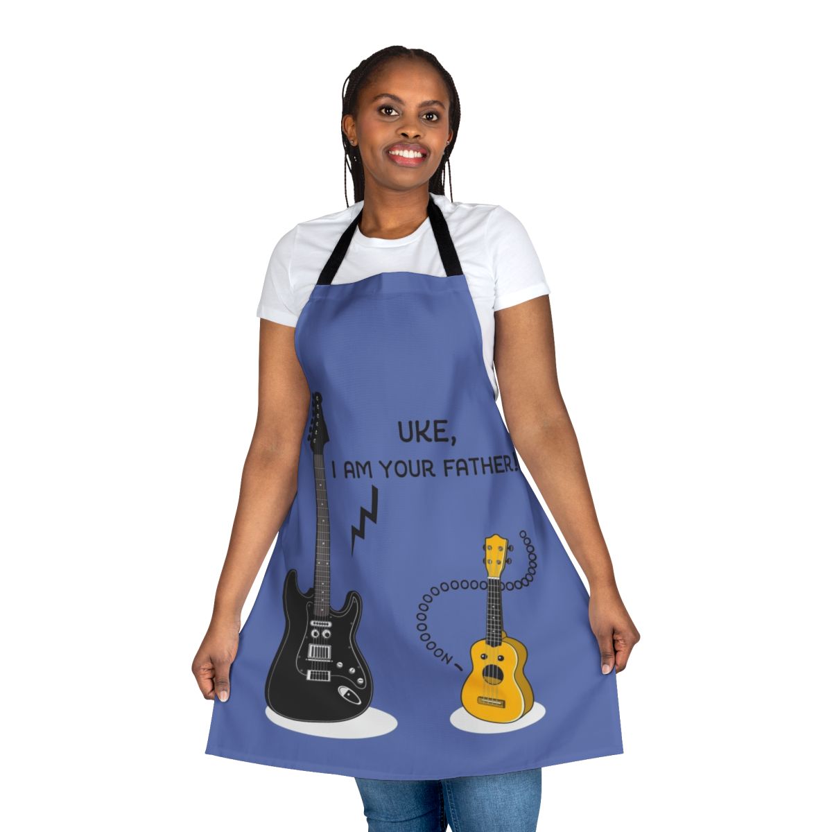 Uke I Am Your Father Apron featuring a ukulele and Darth Vader inspired design