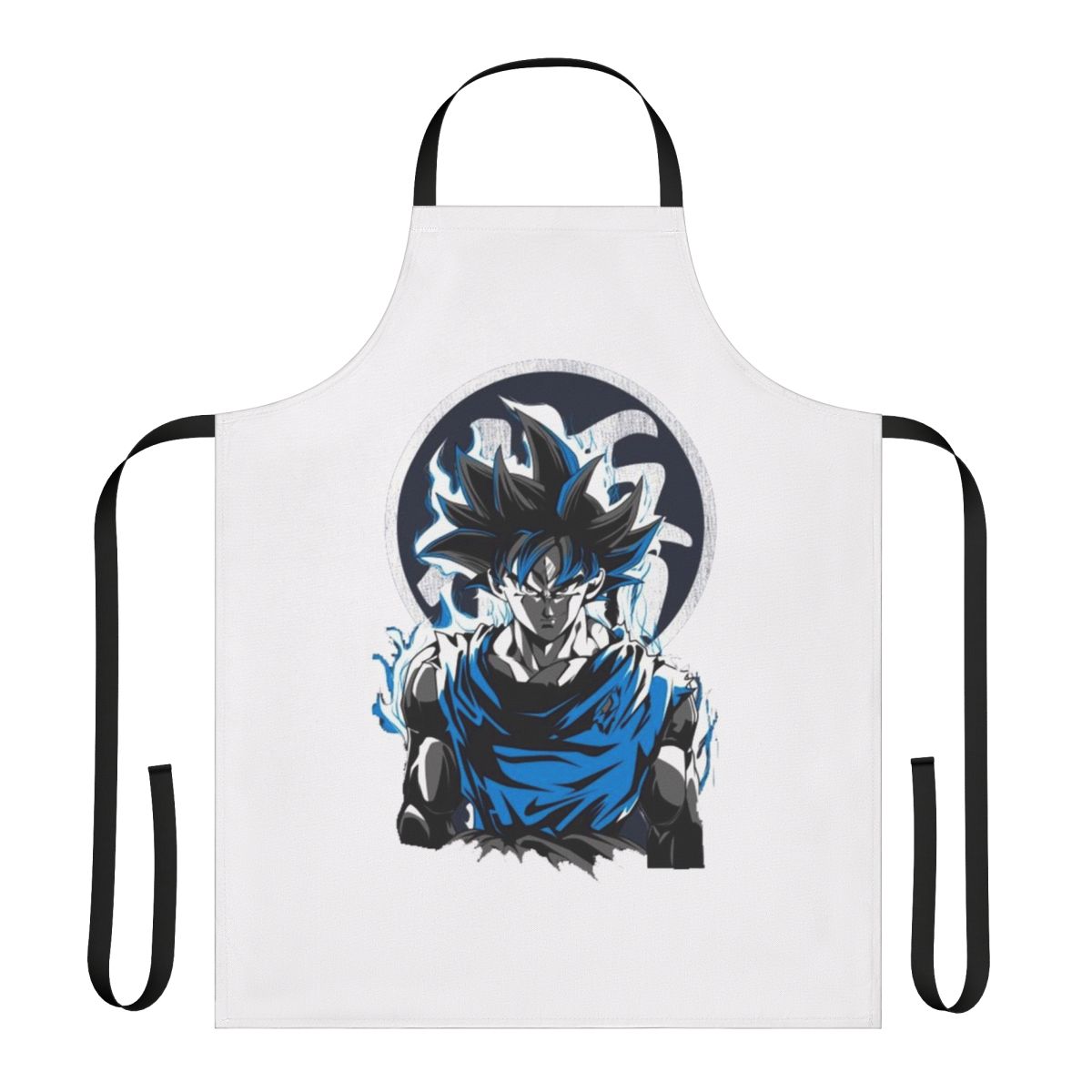 A high-quality apron featuring the iconic Ultra Instinct design from the Dragon Ball series.