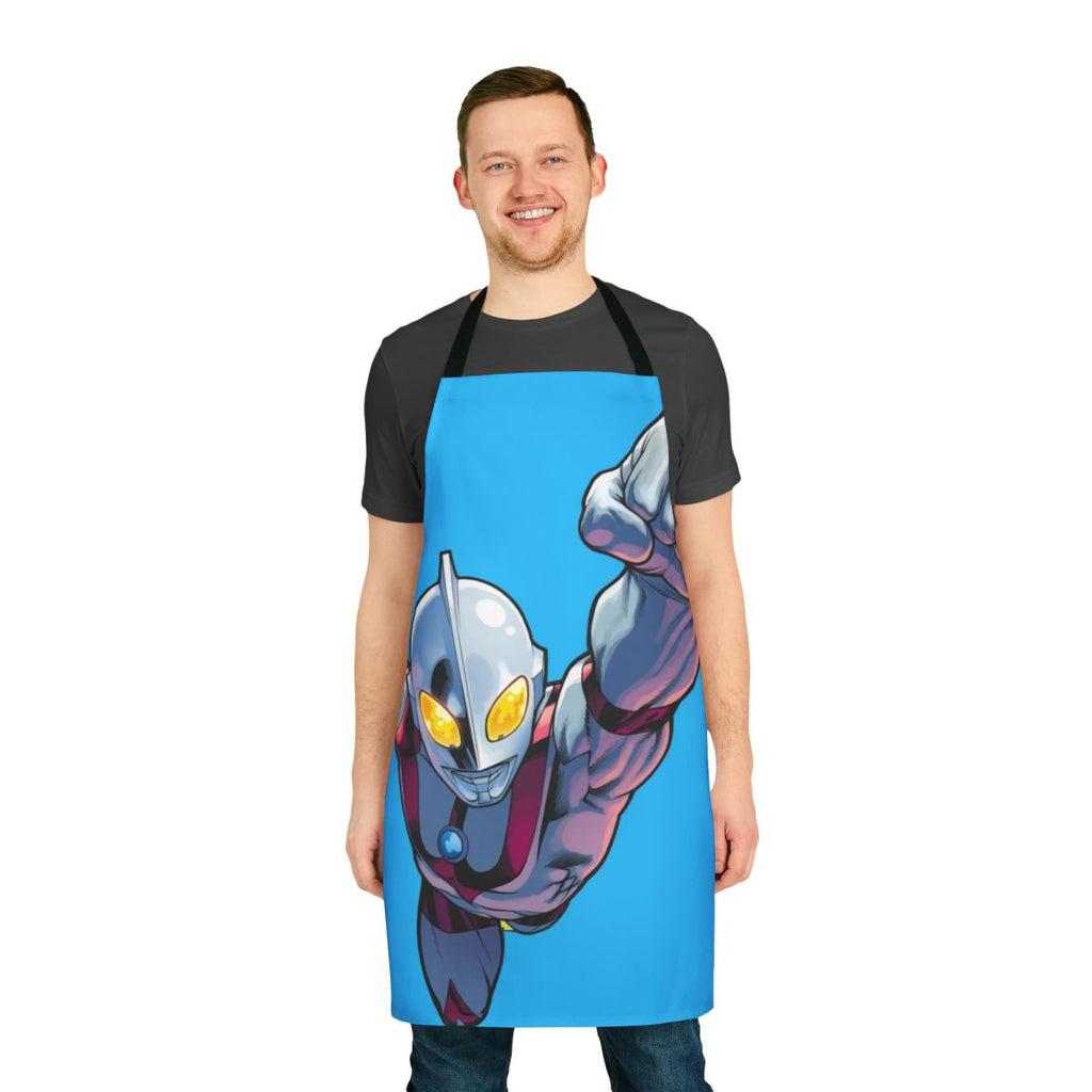 Ultraman-inspired kitchen apron featuring the iconic tokusatsu hero design