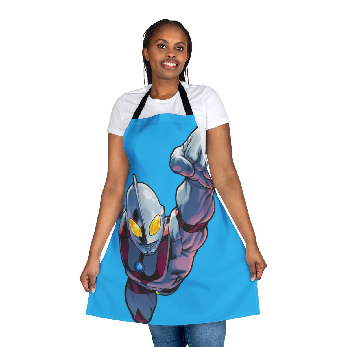 Ultraman-inspired kitchen apron featuring the iconic tokusatsu hero design