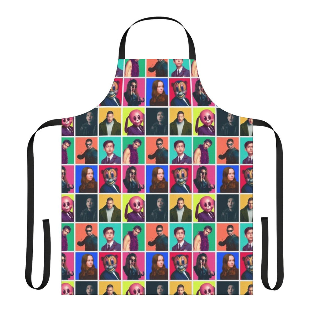 Umbrella Academy character collage design printed on a high-quality apron.
