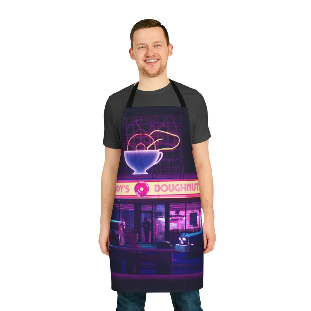 Umbrella Academy inspired doughnut apron with neon sign design