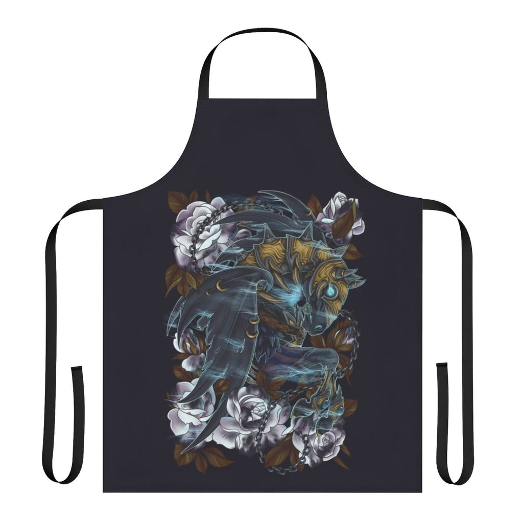 A fantasy-inspired apron featuring an undead horse design, perfect for World of Warcraft enthusiasts.