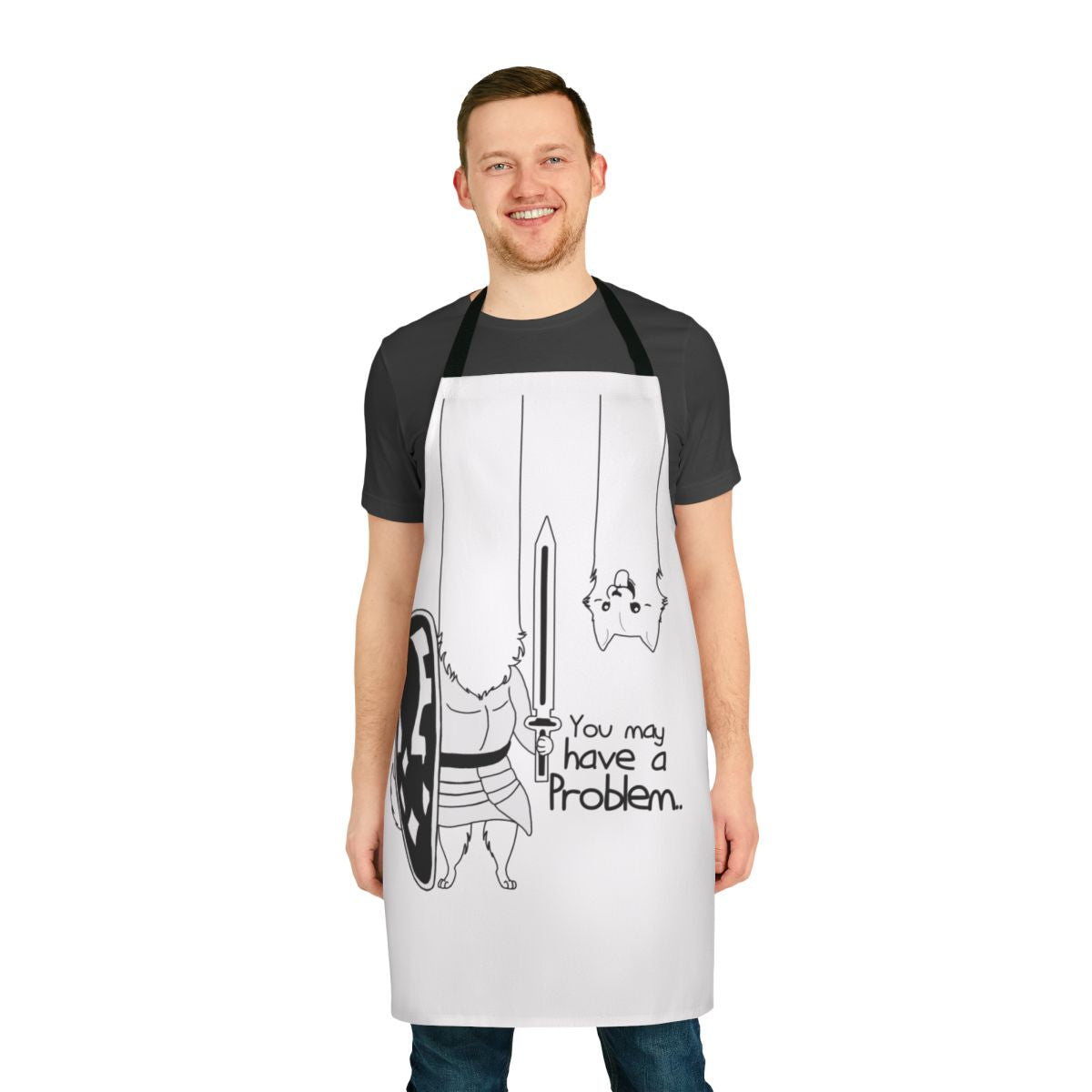 Undertale-themed apron with fantasy sword design, perfect for dog owners