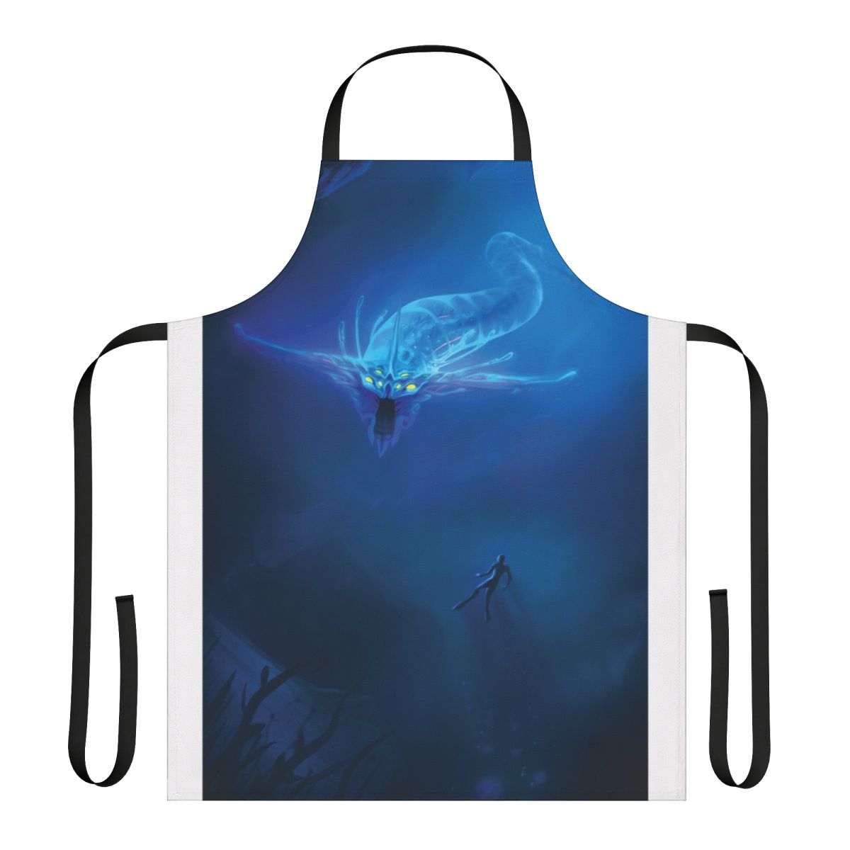 Subnautica-inspired apron featuring the iconic ghost leviathan creature