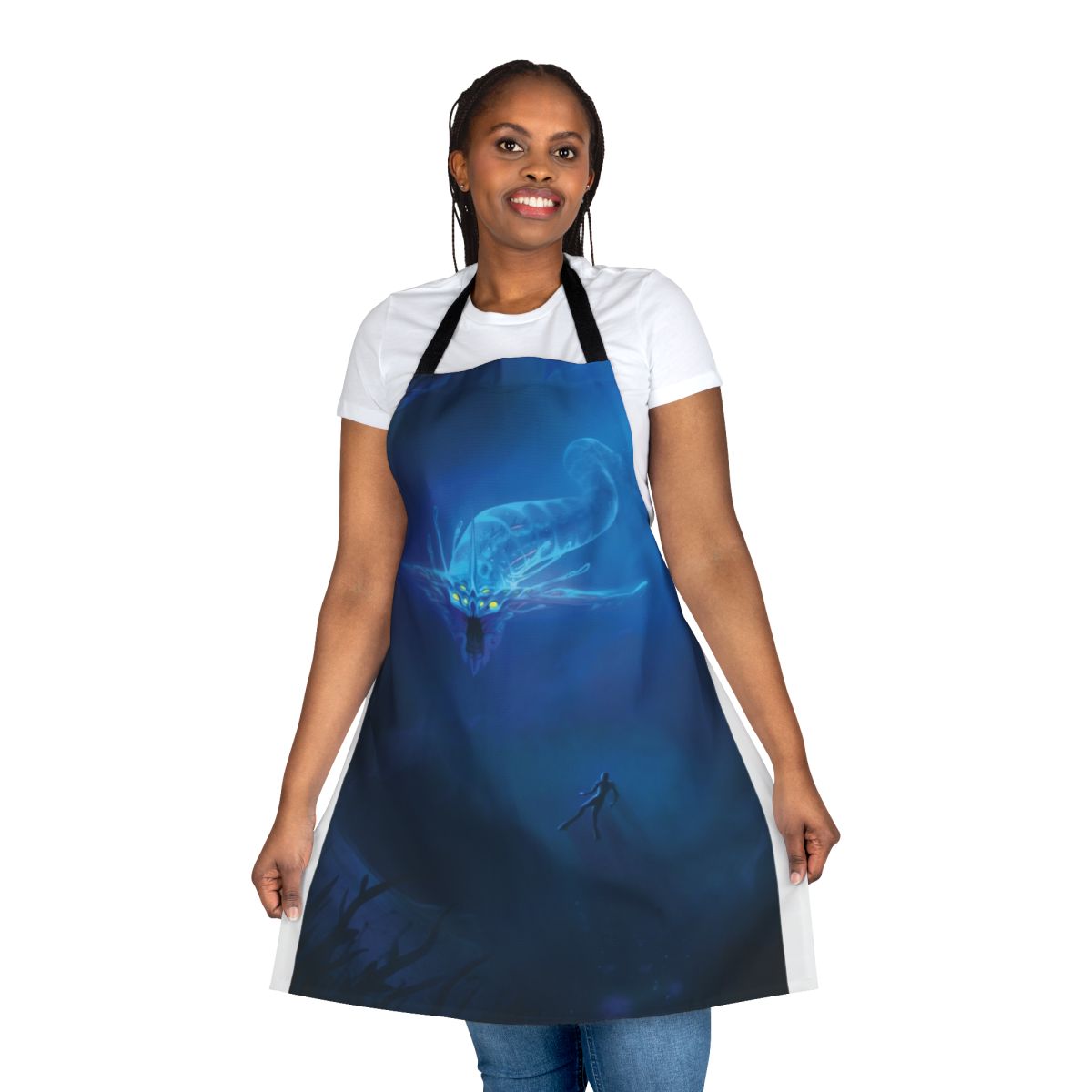 Subnautica-inspired apron featuring the iconic ghost leviathan creature
