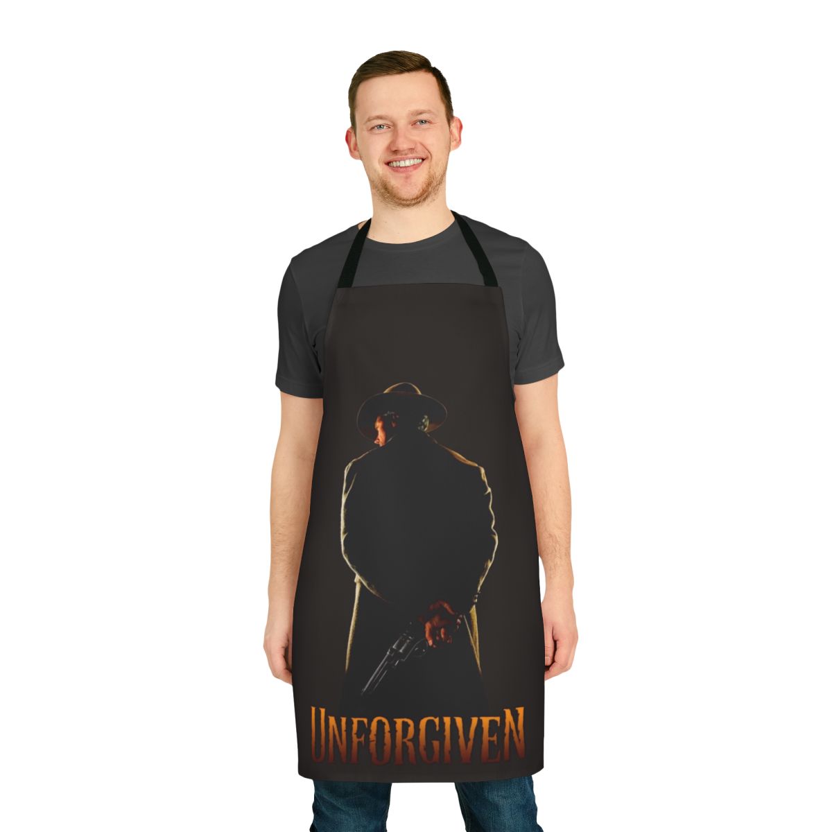 Unforgiven-inspired cowboy apron with vintage western and pop culture design