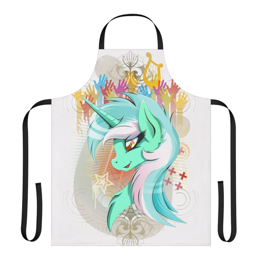 Vibrant unicorn apron featuring Lyra Heartstrings, a popular character from the My Little Pony series.