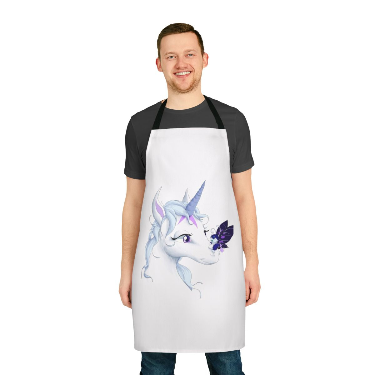Whimsical apron featuring a magical unicorn from the beloved fantasy film "The Last Unicorn"