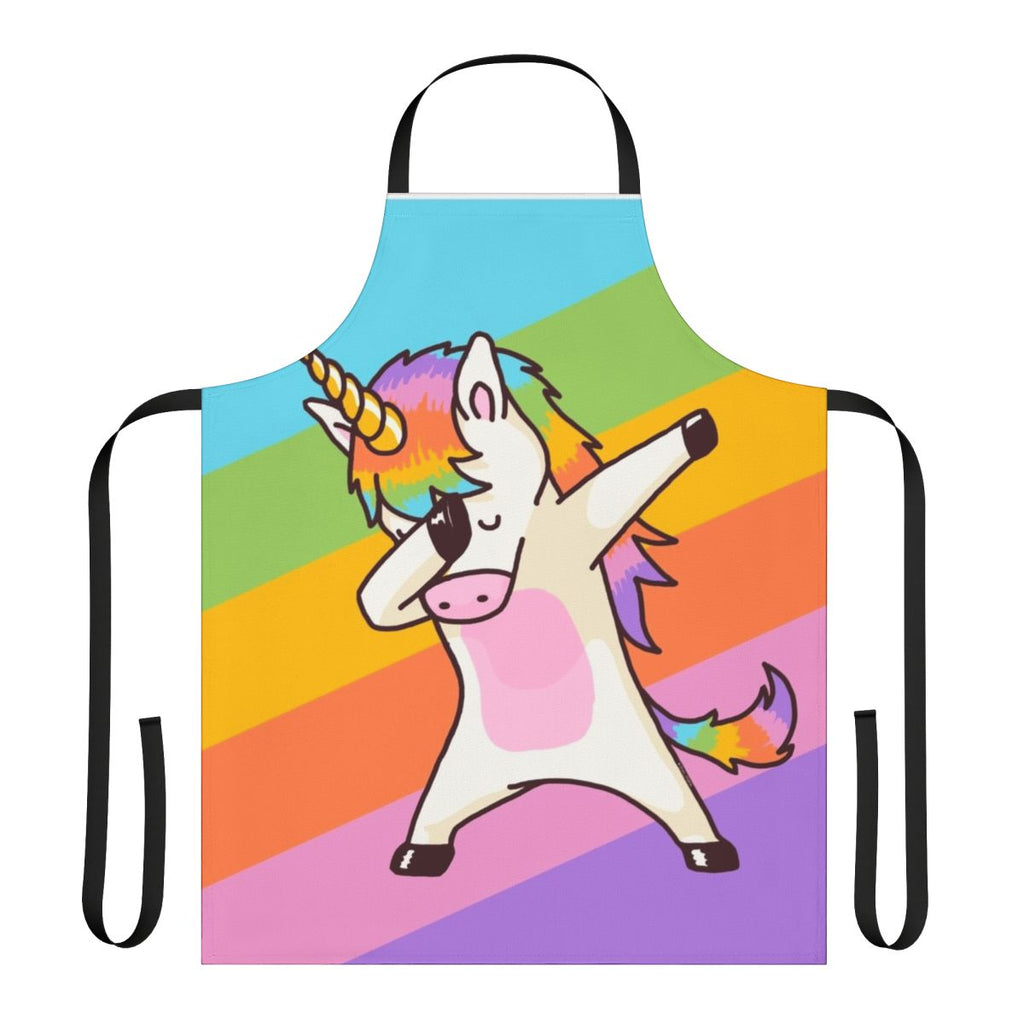 Stylish unicorn-themed apron featuring a dab pose design, perfect for music and dance enthusiasts.