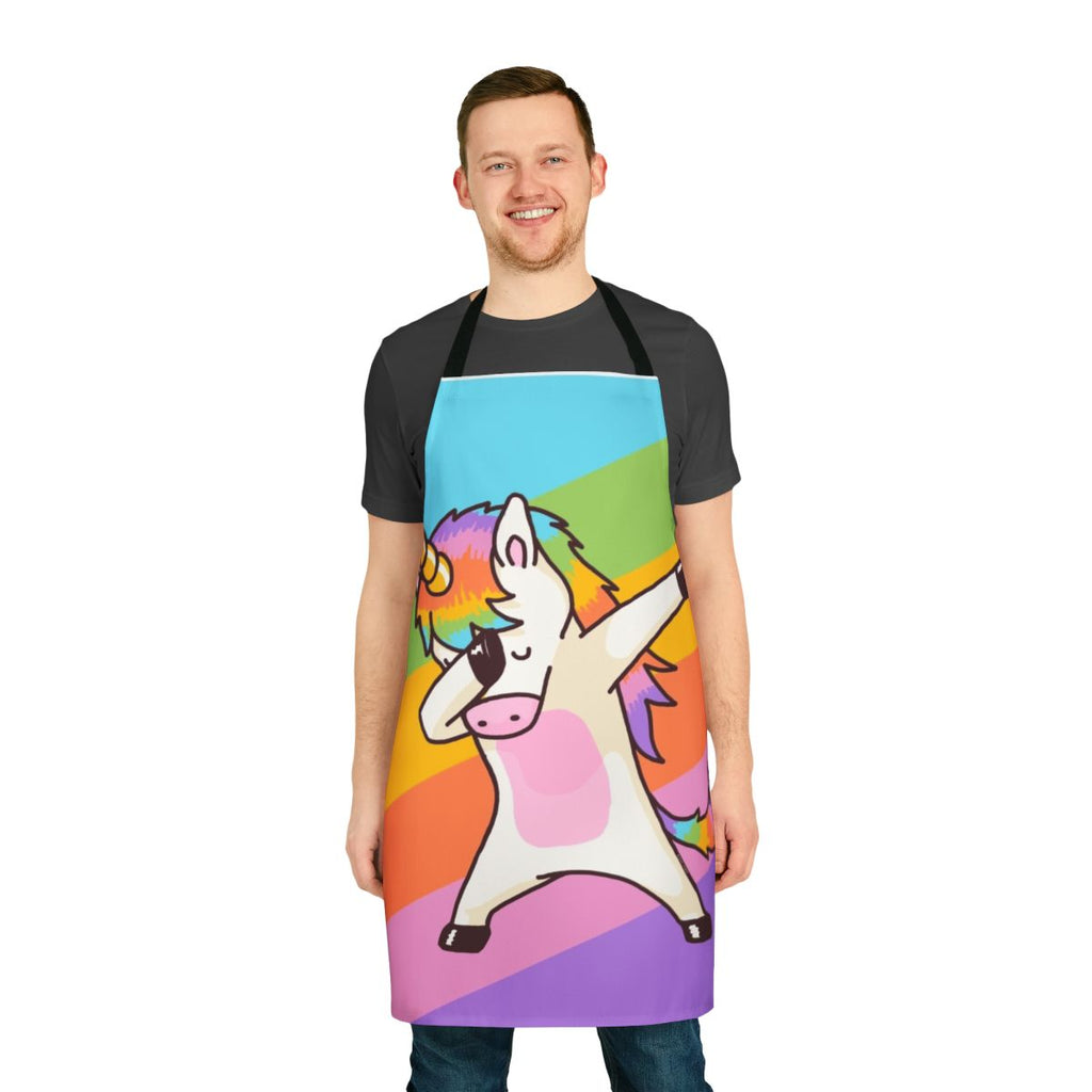 Stylish unicorn-themed apron featuring a dab pose design, perfect for music and dance enthusiasts.