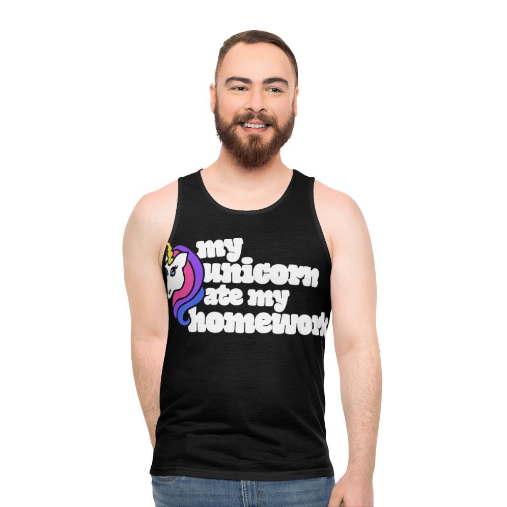 Unicorn Homework Unisex Retro Tank Top