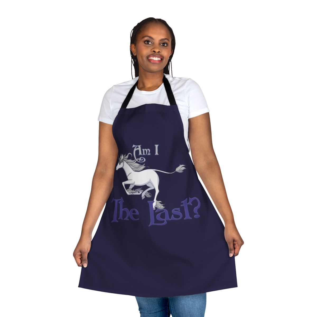 A whimsical apron featuring a unicorn design, perfect for runners and fantasy enthusiasts
