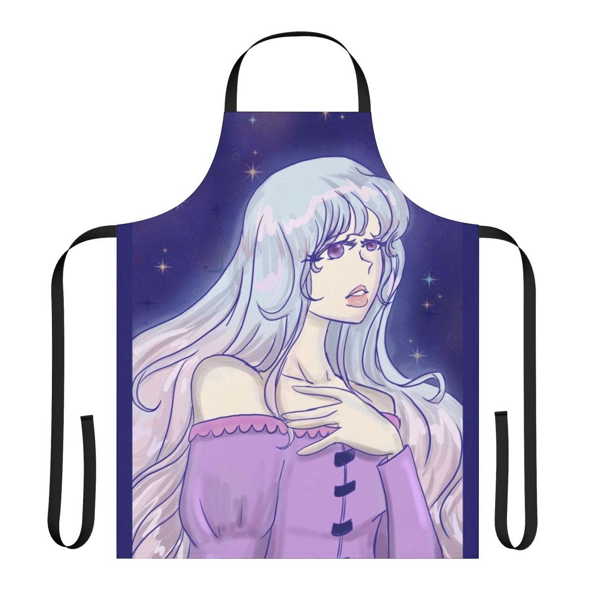 Unicorn Lady Amalthea inspired apron featuring a magical girl in a fantasy setting