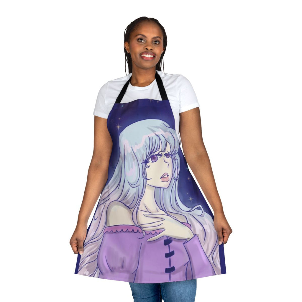 Unicorn Lady Amalthea inspired apron featuring a magical girl in a fantasy setting