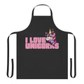 Vibrant unicorn-themed apron with retro hearts and stars pattern