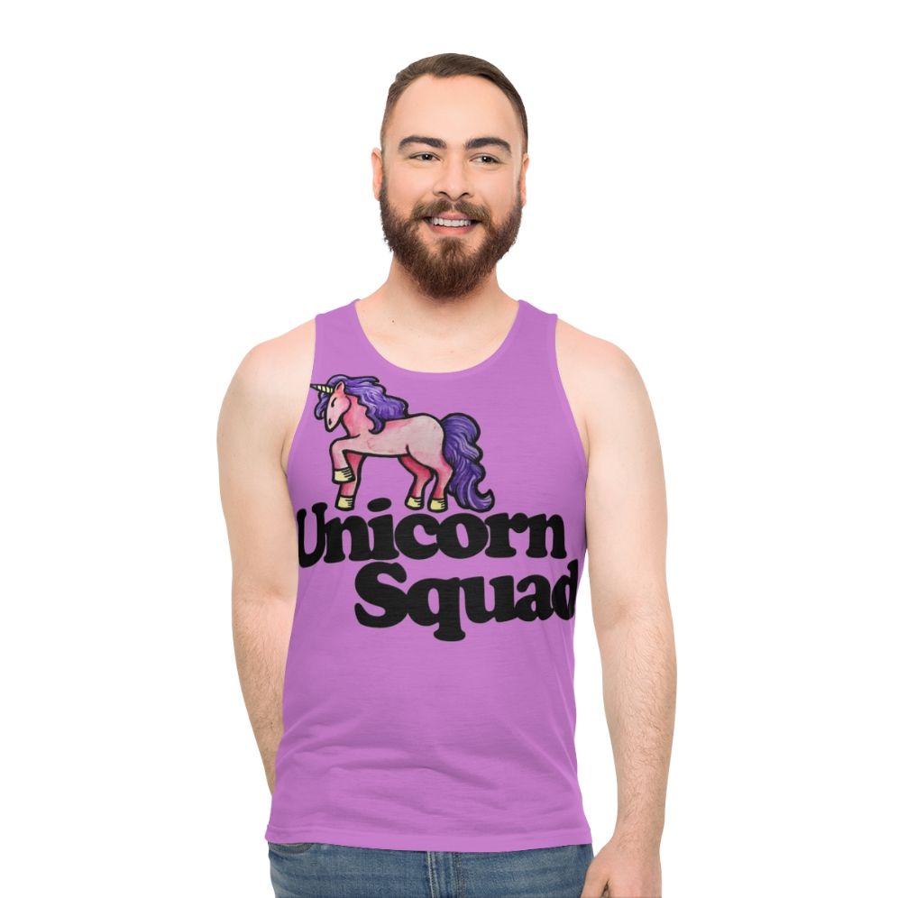Unicorn squad unisex pink unicorn tank top