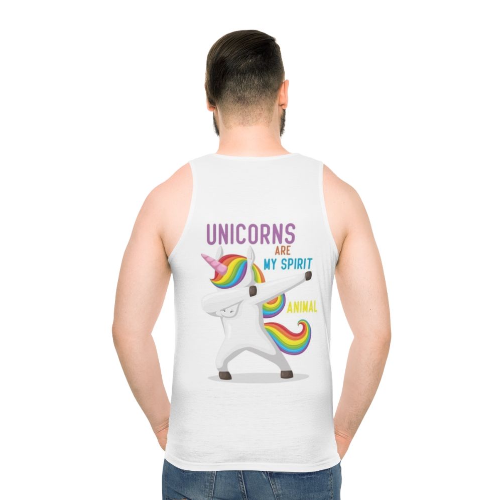 Unicorn tank top with 'Unicorns Are My Spirit Animal' graphic