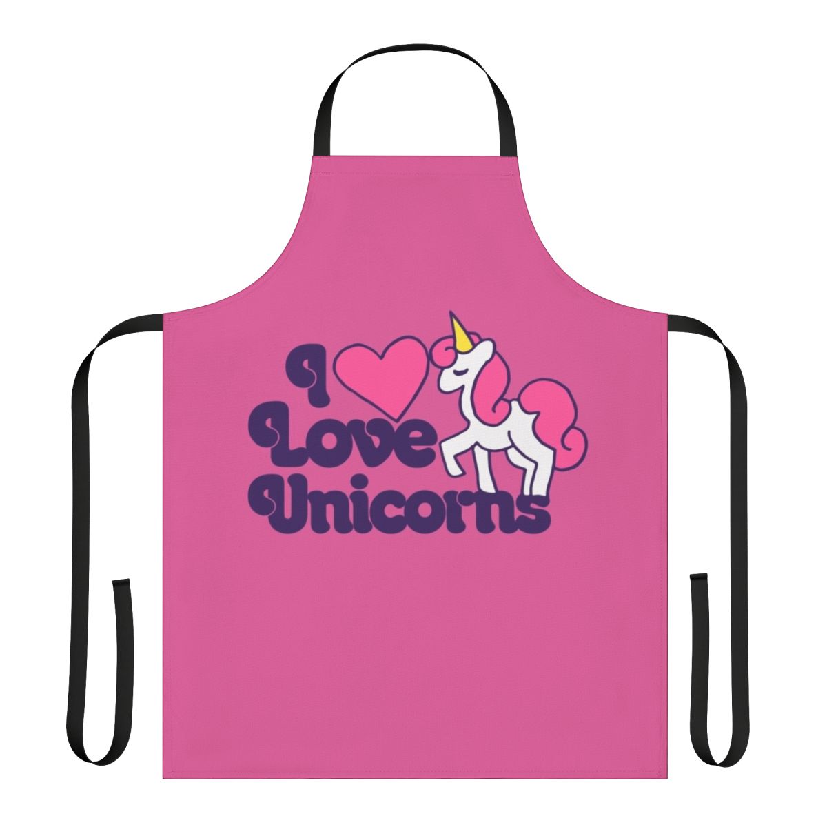 Vibrant unicorn-themed apron with a retro, whimsical design