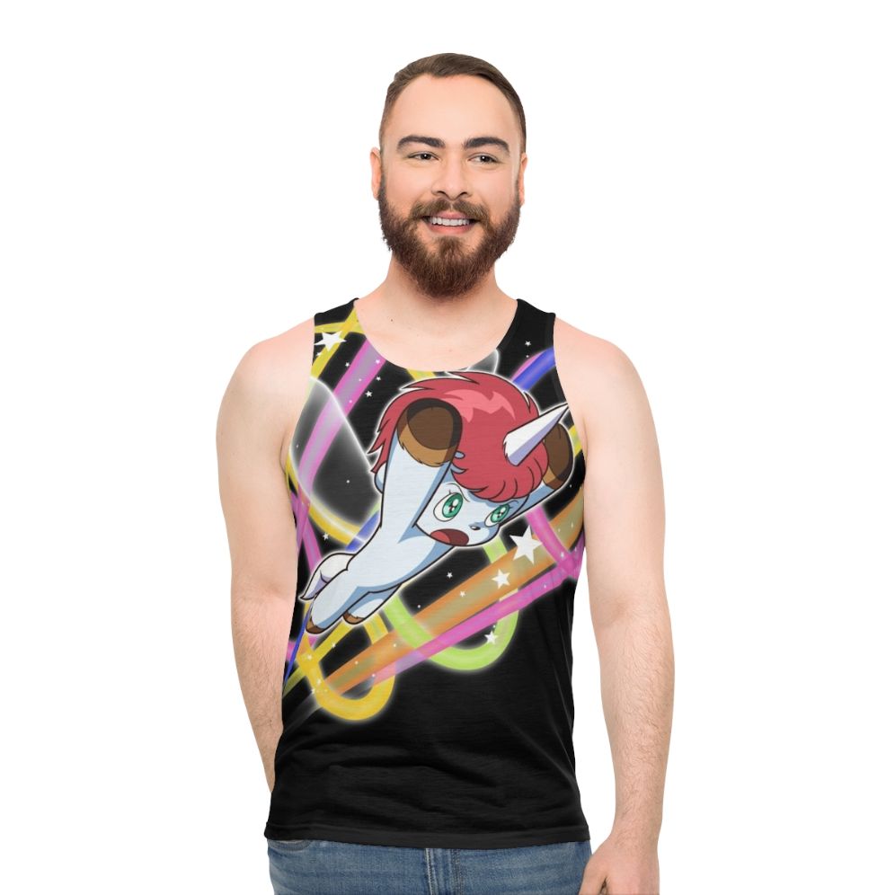 Unicorn unisex tank top with flying pegasus design