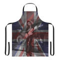 "Union Jack-inspired apron featuring Ritchie Blackmore, the legendary British rock guitarist"