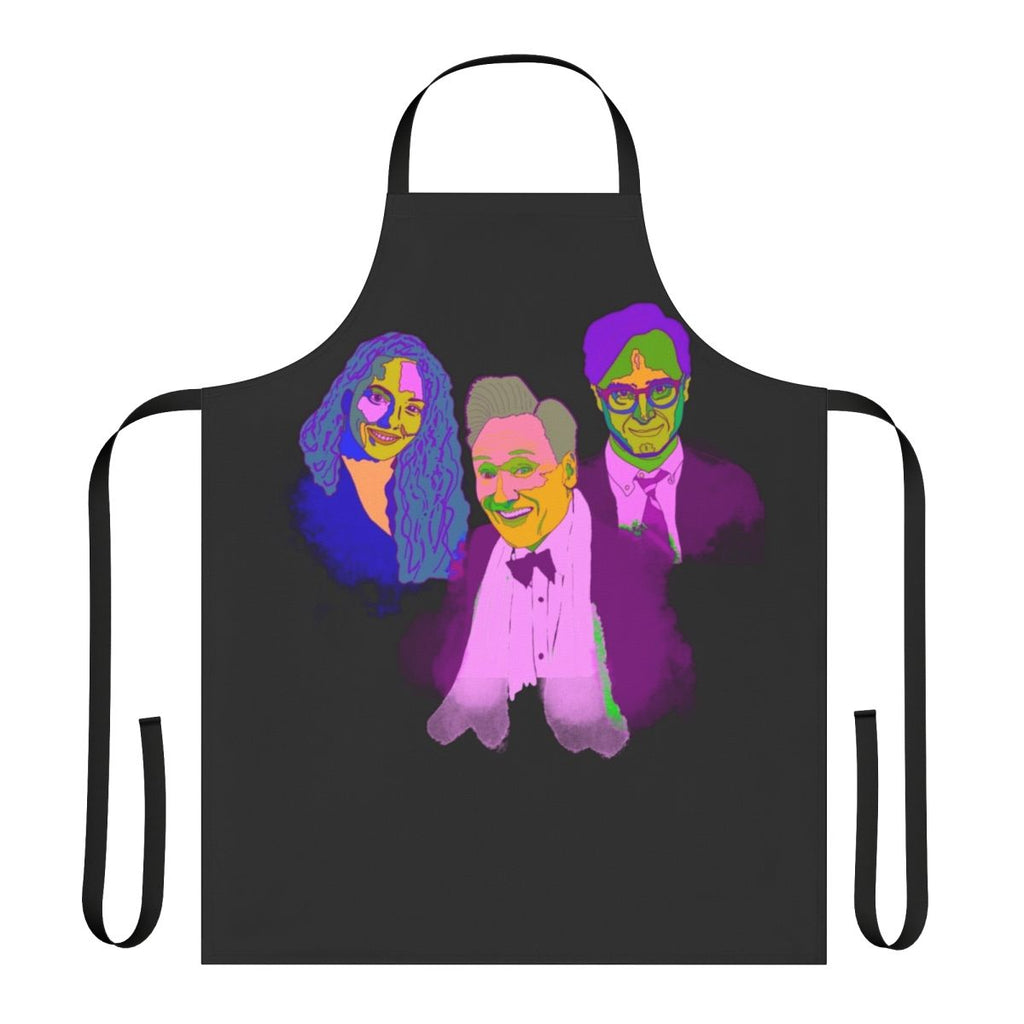 Vibrant abstract art painting of Conan O'Brien on an apron