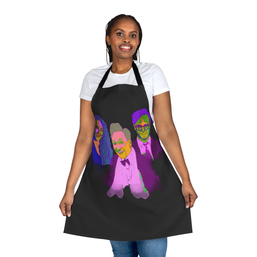 Vibrant abstract art painting of Conan O'Brien on an apron