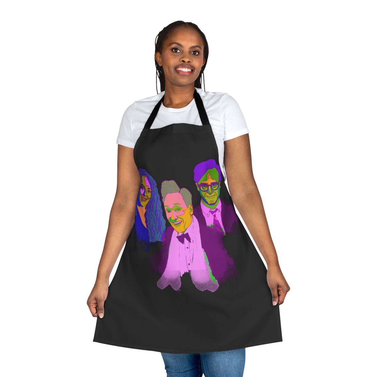Vibrant abstract art painting of Conan O'Brien on an apron