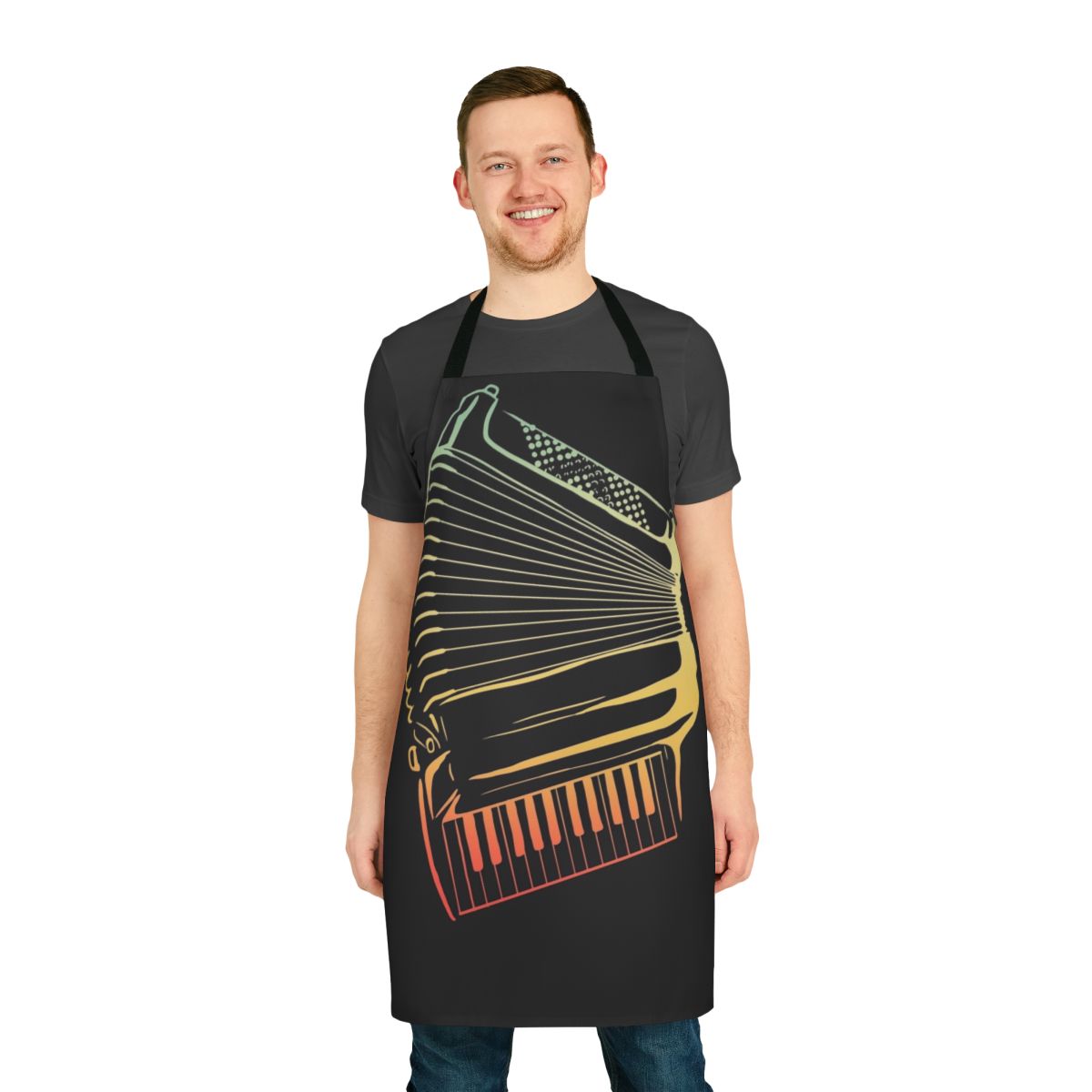 Air accordion musician apron with retro splash design