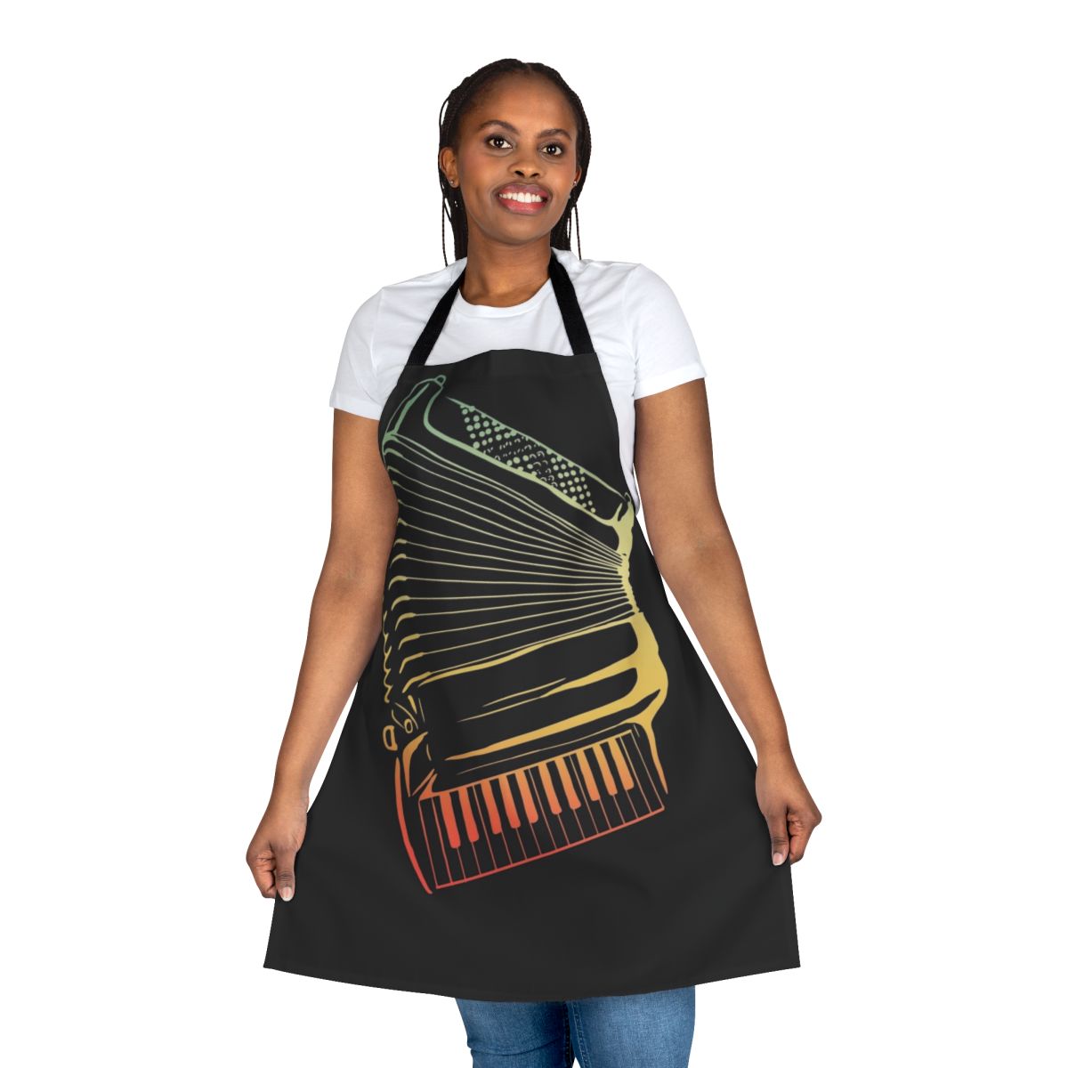 Air accordion musician apron with retro splash design