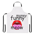 Colorful and humorous apron featuring various designs and patterns